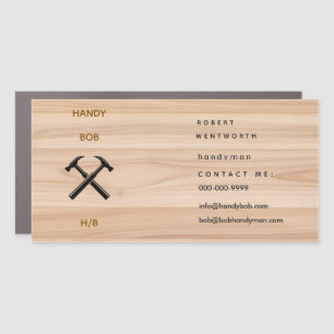Handyman Contractor Rustic Wood Hammer Logo Car Magnet