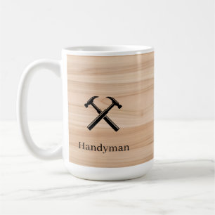 Handyman Contractor Rustic Wood Hammer Logo  Coffee Mug