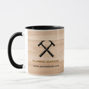 Handyman Contractor Rustic Wood Hammer Logo  Mug