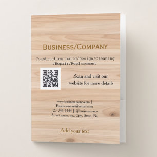 Handyman Contractor Rustic Wood Hammer Logo Pocket Folder