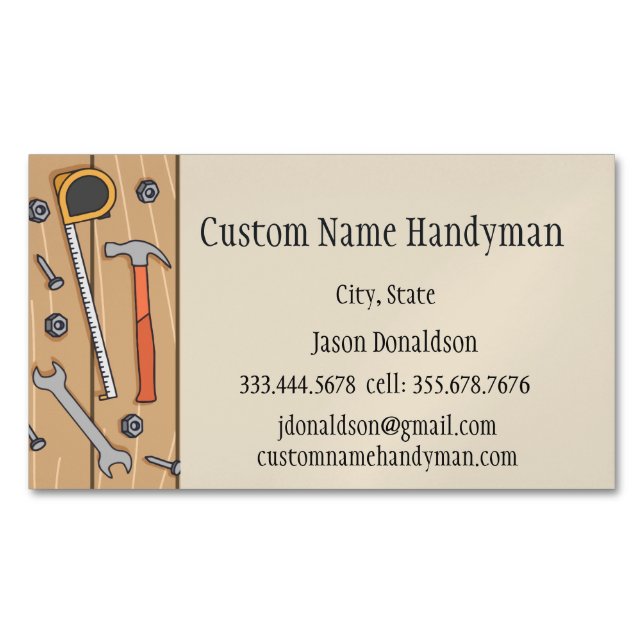 Handyman Custom Carpenter  Business Card Magnet (Front)