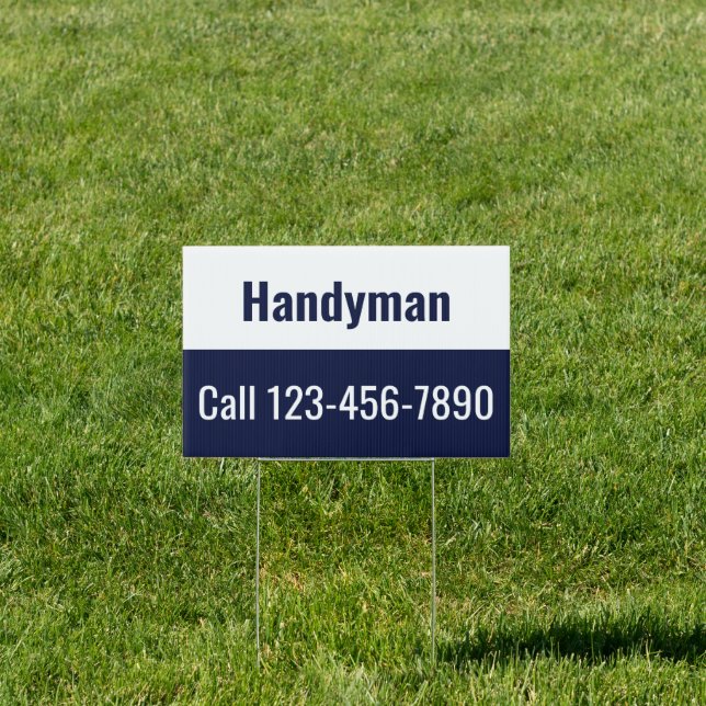 Handyman Dark Blue & White Text Template Sign (Insitu)