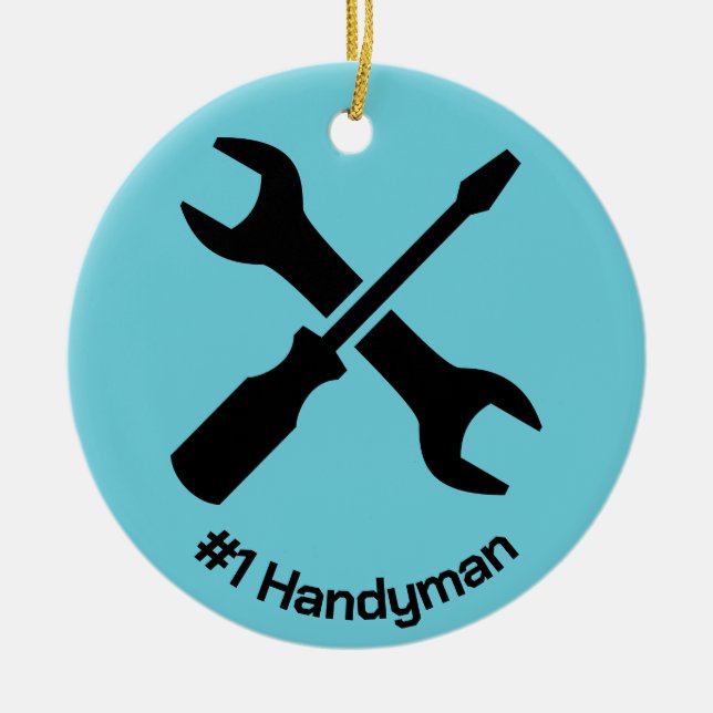 Handyman Design Ceramic Ornament (Front)