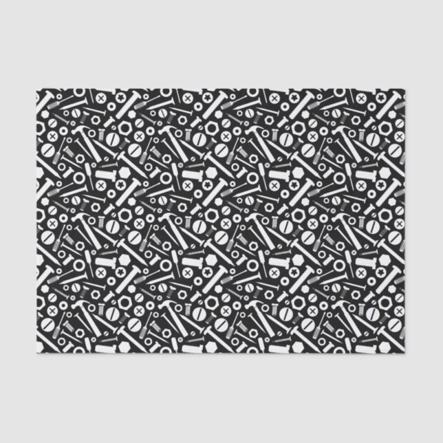 Handyman DIY Mister Fixit Hammer Nuts Bolts Tools Tissue Paper (Front)