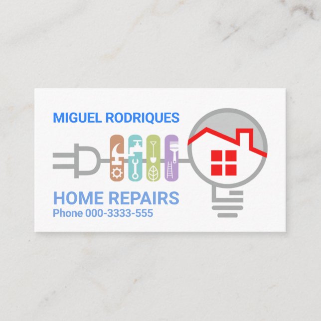 Handyman Electrical Circuit Home Repair Business Card (Front)