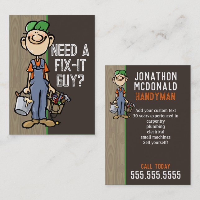 Handyman Fix-It Carpenter Painter Plumber Unique Business Card (Front/Back)