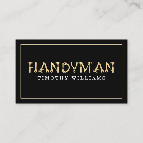 Handyman Gold  Black Modern  Business Card