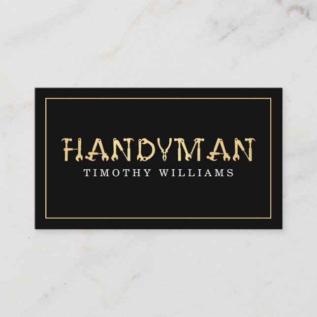 Handyman Gold & Black Modern  Business Card (Front)