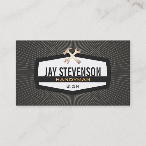 Handyman Gold Hammer and Wrench Home Repair Cool Business Card