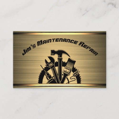 Handyman Gold Steel Maintenance Repair Service Business Card