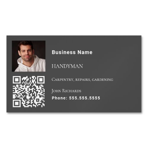 Handyman gray photo QR code Business Card Magnet