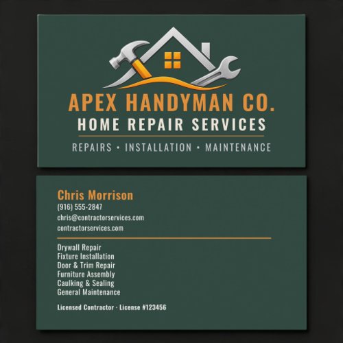 Handyman Green Professional Services Business Card