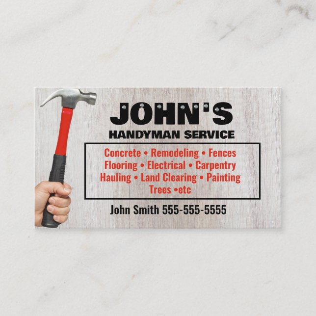 Handyman Hammer and nails Business Card (Front)