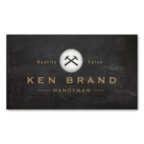 Handyman Hammer and Round Saw Business Card Magnet