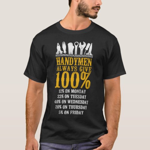 Handyman Handymen Always Give 100 12 On Monday T_Shirt