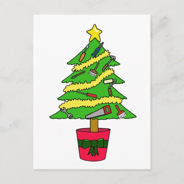 Handyman Happy Christmas Humor Holiday Postcard (Front)