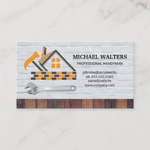 Handyman Hardware Tools Wood Brick Wall Business Card