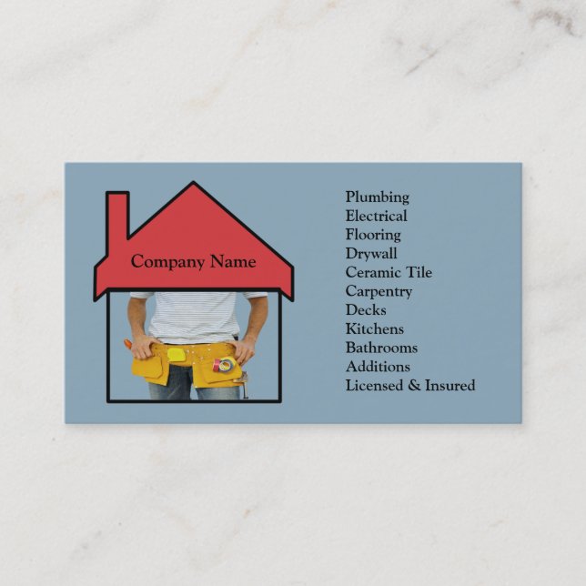 Handyman Home Remodeling Business Card (Front)