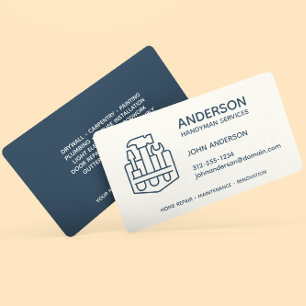 Handyman Home Repair Business Indigo Blue Custom Business Card