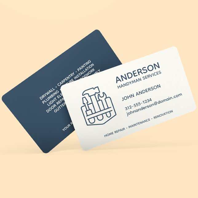 Handyman Home Repair Business Indigo Blue Custom Business Card (Creator Uploaded)