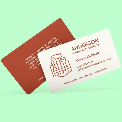 Handyman Home Repair Business Terracotta Custom Business Card