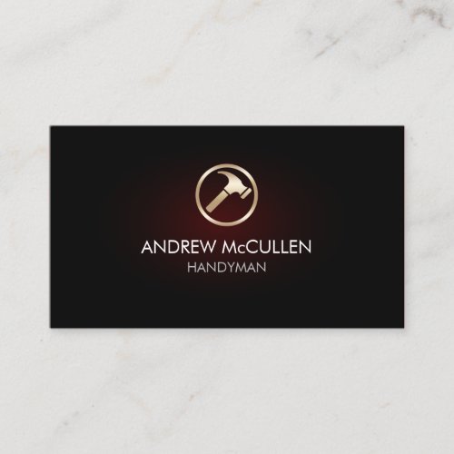 Handyman Home Repair Hammer Icon Red Glow Business Card