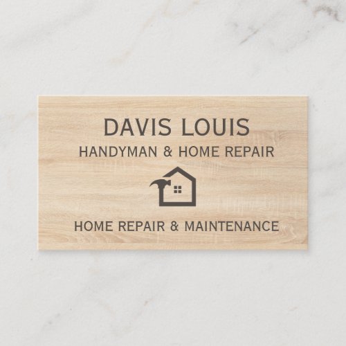 Handyman Home Repair Light Wood Professional Business Card