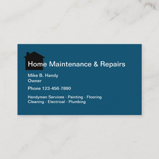Handyman Home Repair Services Business Card Design (Front)