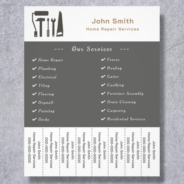 Handyman & Home Repair Tear Off Strips Flyer (Handyman & Home Repair Tear Off Strips Flyer)