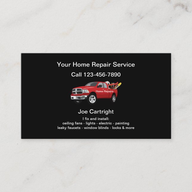 Handyman Home Repairs Business Card (Front)