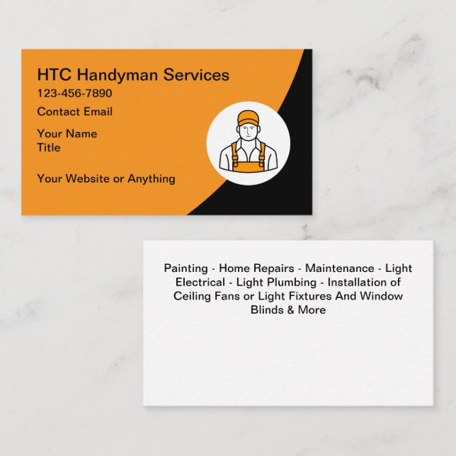 Handyman Home Services Business Cards Modern (Front/Back)