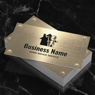Handyman House Repair Maintenance Gold Worker Business Card