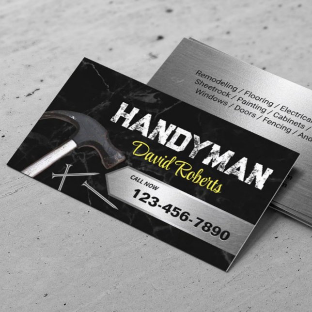 Handyman House Repair & Maintenance Service Marble Business Card (Creator Uploaded)