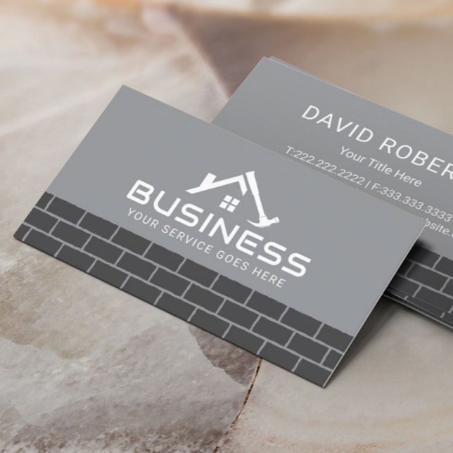 Handyman House Repair Service Dark Bricks Business Card (Creator Uploaded)