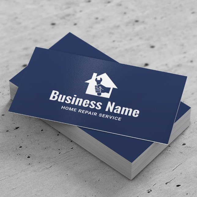 Handyman House Repair Service Plain Navy Blue Business Card (Creator Uploaded)
