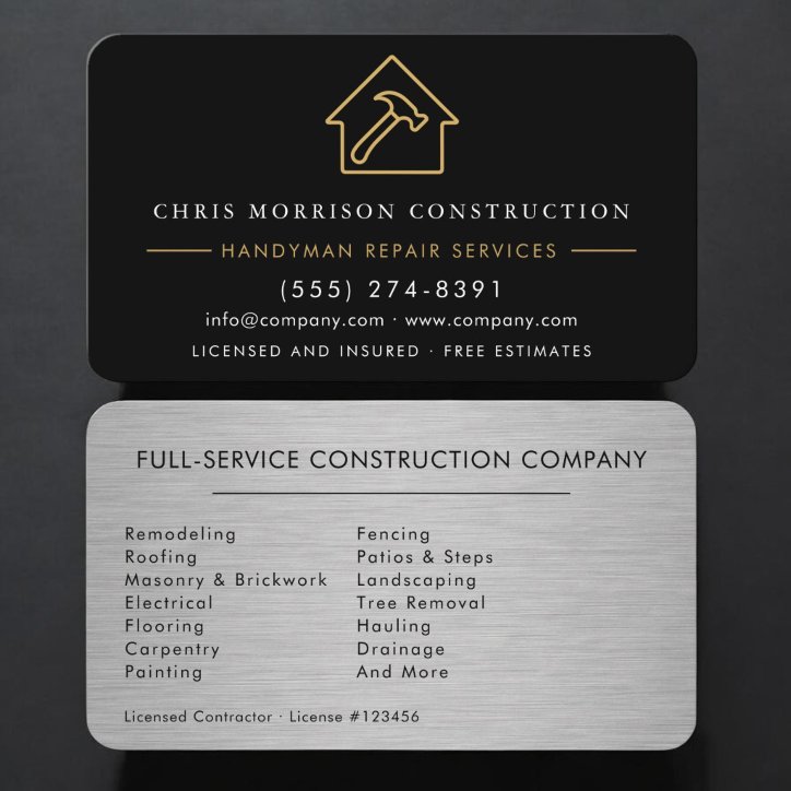 Handyman Industrial Metal Business Card