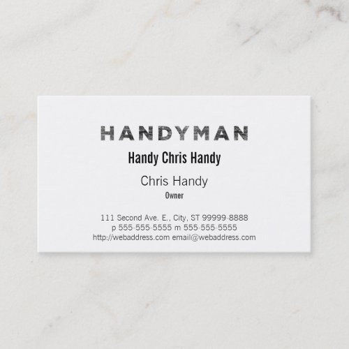 Handyman Letterpress Style Business Card