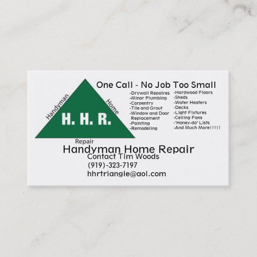 Handyman_logo, Handyman Home Repair, One Call -... Business Card Template