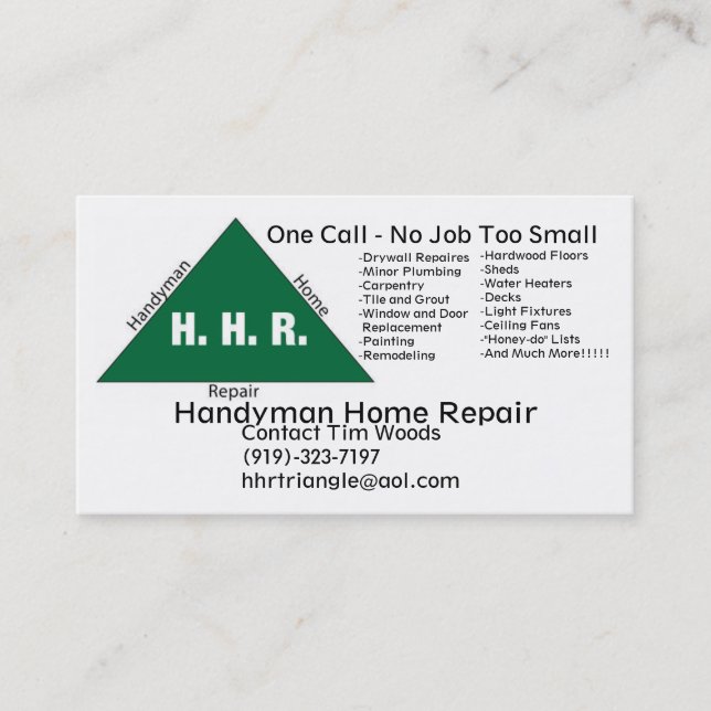 Handyman_logo, Handyman Home Repair, One Call -... Business Card (Front)