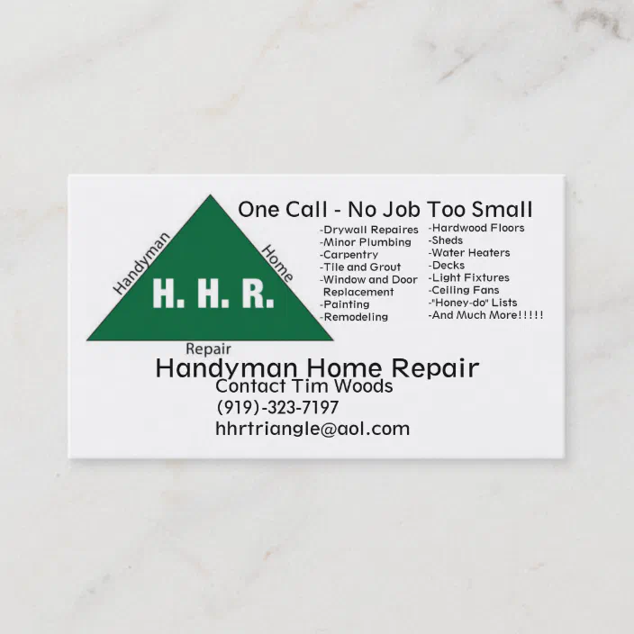 handyman services home repair - blank business card with construction tools  on wooden background Stock Photo - Alamy