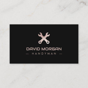 Handyman Logo Rose Gold Glitter Business Card