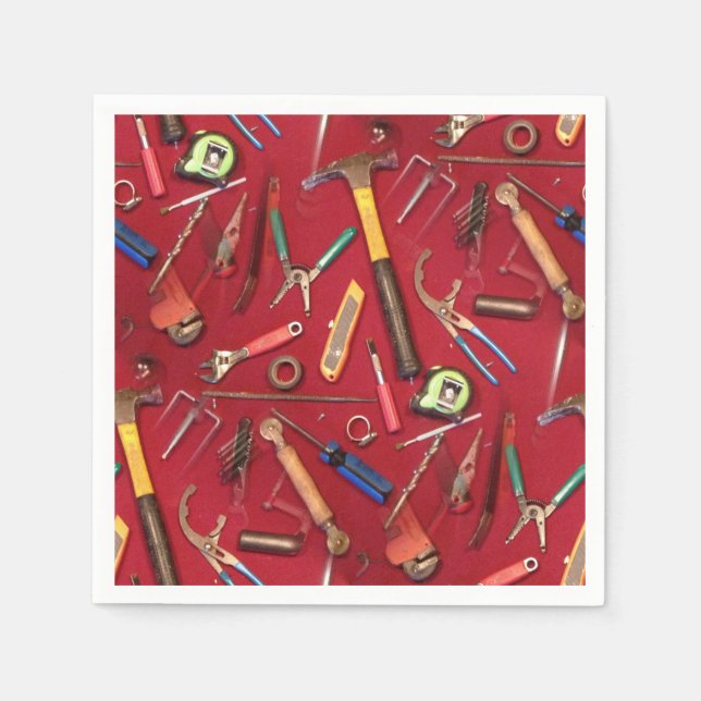Handyman maintenance and contractor hand tools napkins (Front)