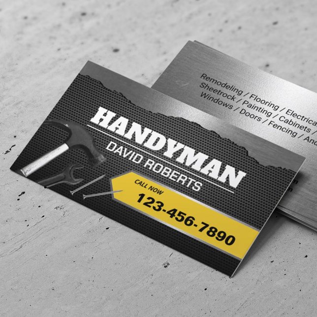 Handyman Maintenance Plumbing Service Faux Metal Business Card (Creator Uploaded)
