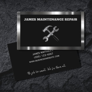 Handyman Maintenance Repair Service Metal Business Card