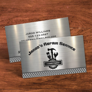 Handyman Maintenance Repair Service Metal Sleek Business Card