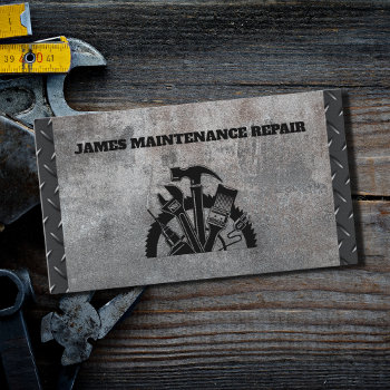 Handyman Maintenance Repair Service Metal Steel Business Card by tyraobryant at Zazzle