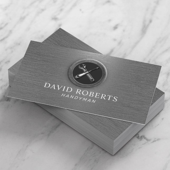 Handyman Maintenance Service Auto Repair Metal Business Card (Creator Uploaded)