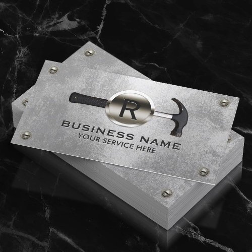 Handyman Maintenance Services  Repairs Faux Metal Business Card