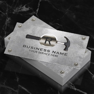 Handyman Maintenance Services & Repairs Faux Metal Business Card