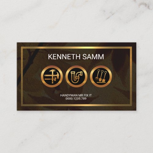 Handyman Maple Leaf Gold Borders Business Card